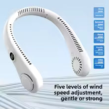 Portable Handheld Mini Fan - Foldable Neck Hanging Fan, 5 Speed USB Rechargeable, 1800mAh