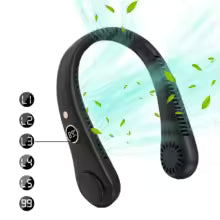 Portable Handheld Mini Fan - Foldable Neck Hanging Fan, 5 Speed USB Rechargeable, 1800mAh