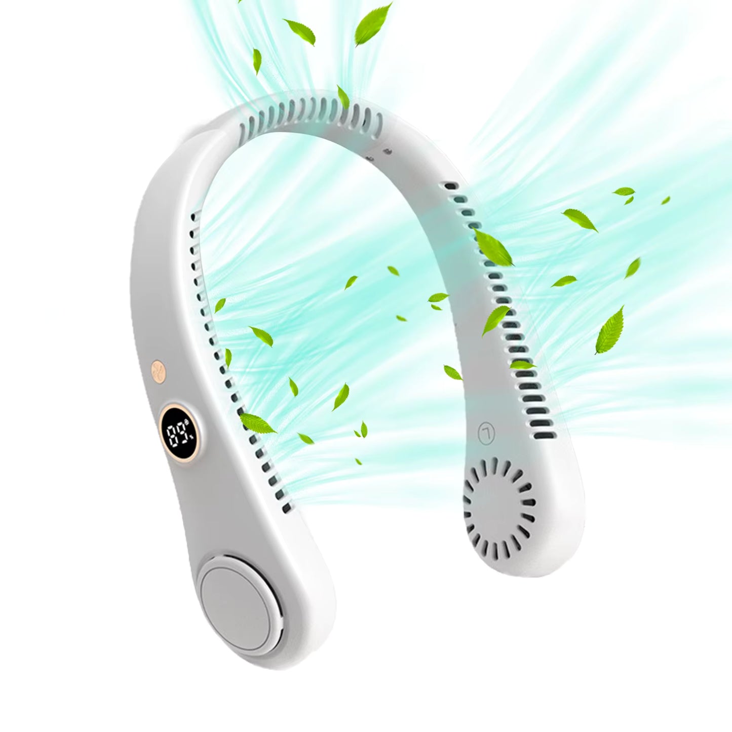 Portable Handheld Mini Fan - Foldable Neck Hanging Fan, 5 Speed USB Rechargeable, 1800mAh