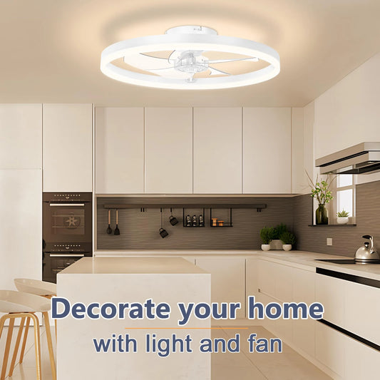 IRALAN Modern Ceiling Fan LED Light Easy To Install Ultra-thin Acrylic Shell Infinitely Dimming Lighting Household Decoration