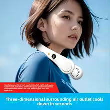 Portable Handheld Mini Fan - Foldable Neck Hanging Fan, 5 Speed USB Rechargeable, 1800mAh
