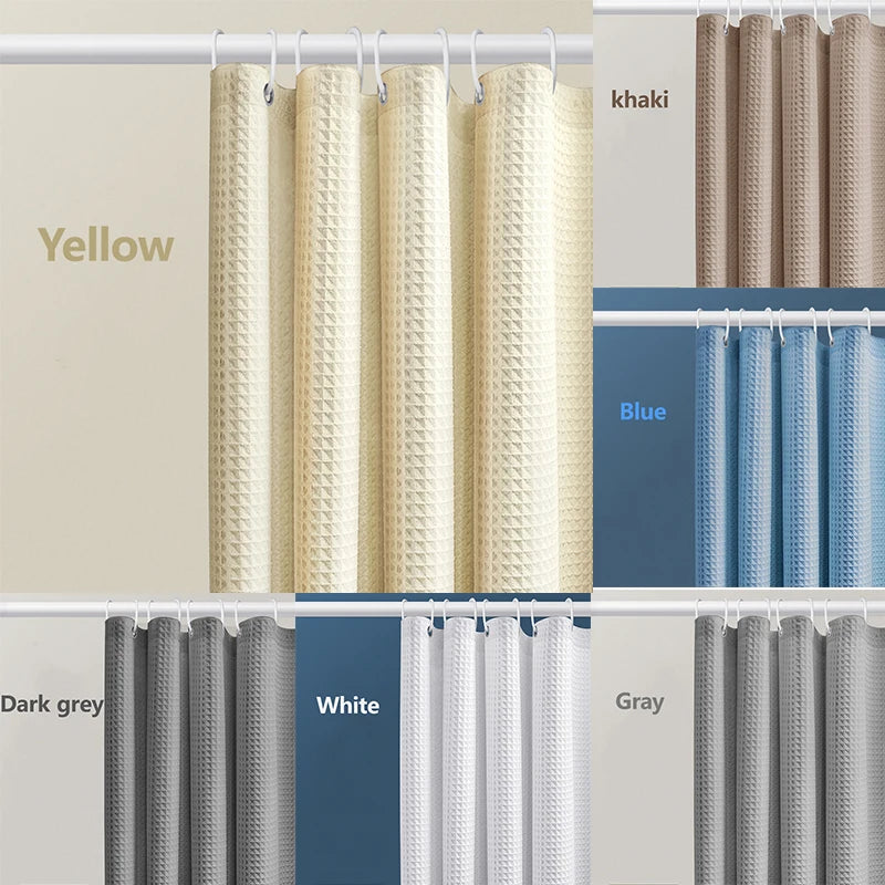 Waffle Shower Curtain in use in a home setting