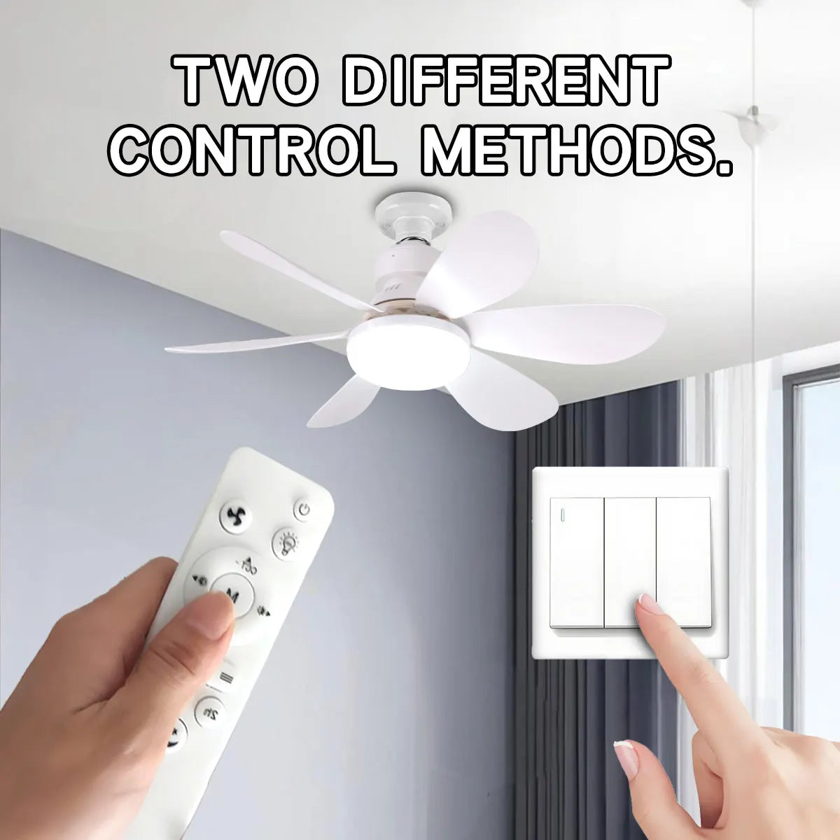 3-Color Dimmable LED Ceiling Fan Light – Quiet 6-Blade Fan with Remote Control