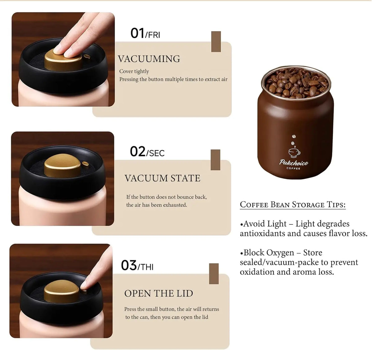 Vacuum Coffee Canister, detail view 5