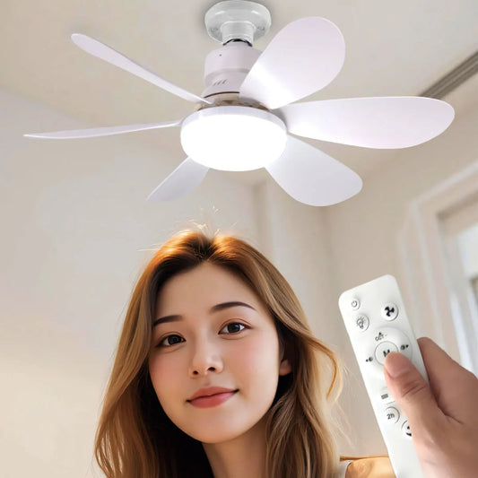 3-Color Dimmable LED Ceiling Fan Light – Quiet 6-Blade Fan with Remote Control