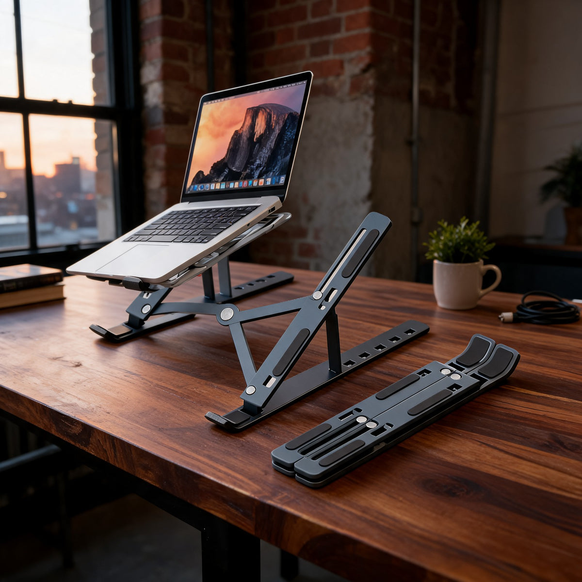Folding Aluminium Laptop Stand, Adjustable | Soplira