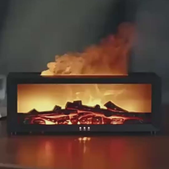 Fireplace aroma diffuser, flame effect made of water vapour, matte black