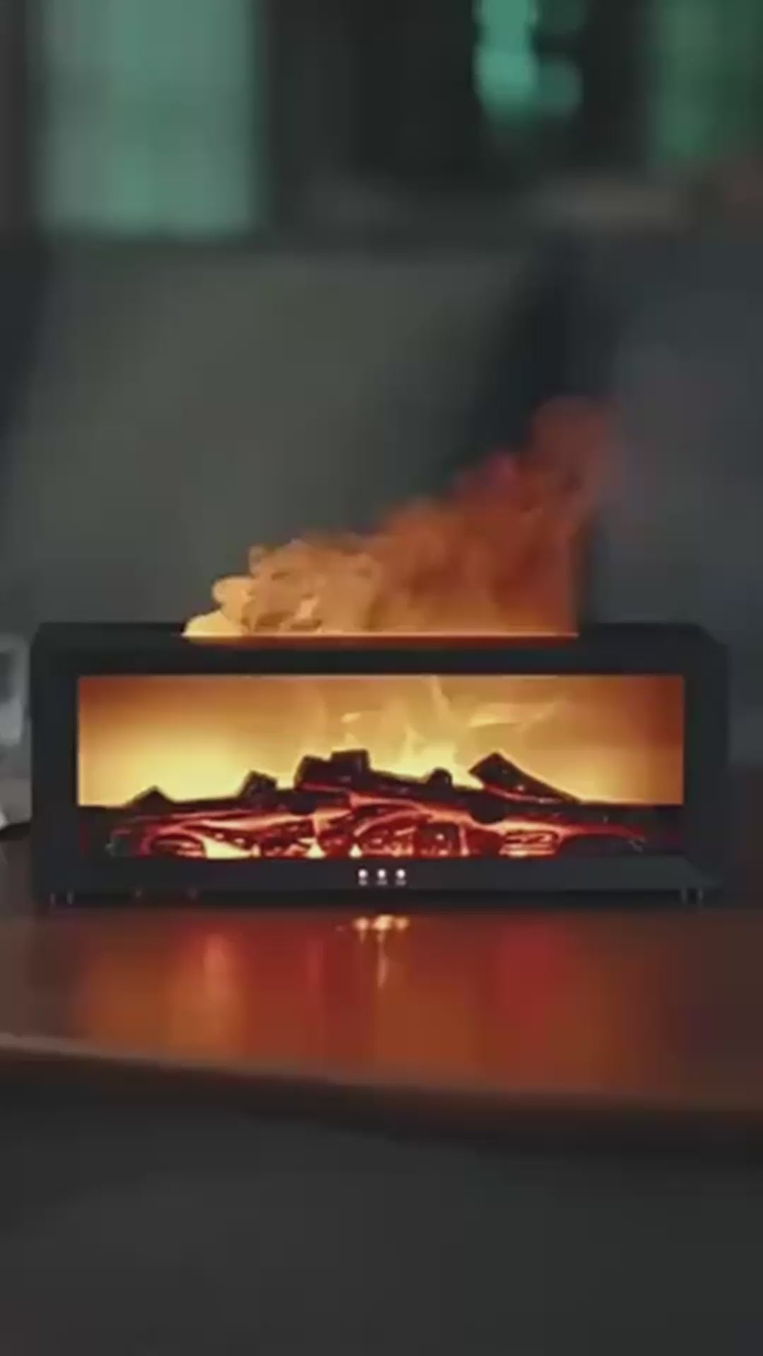 Fireplace aroma diffuser, flame effect made of water vapour, matte black