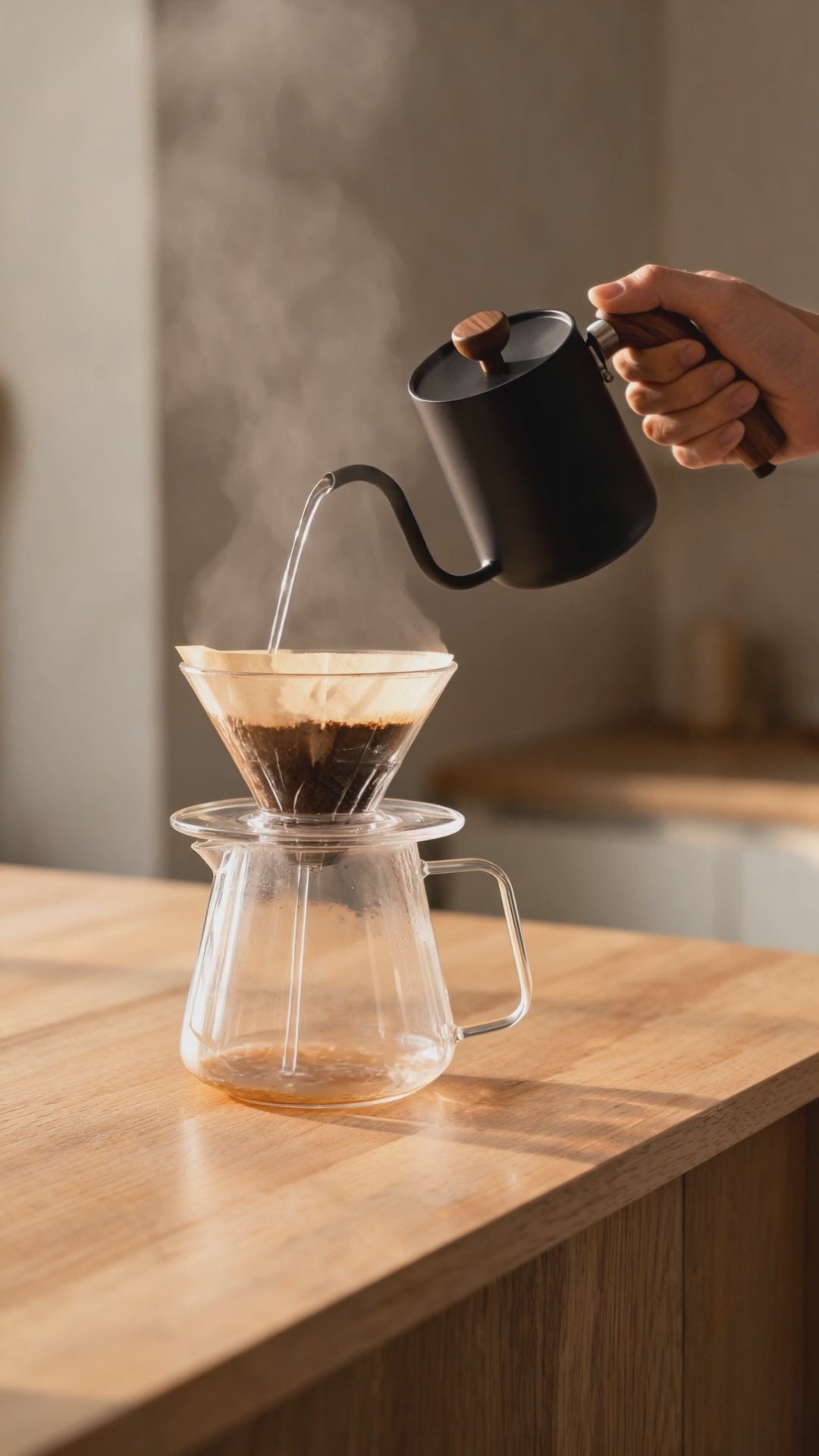 The sound of a slow pour-over with the Soplira kettle