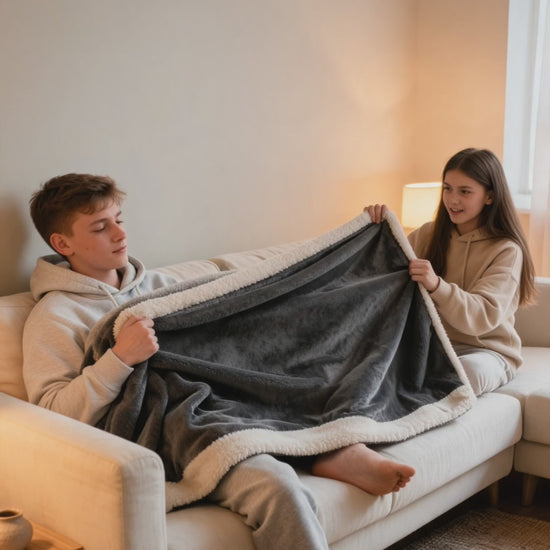 The Soplira Sherpa throw blanket in use at home