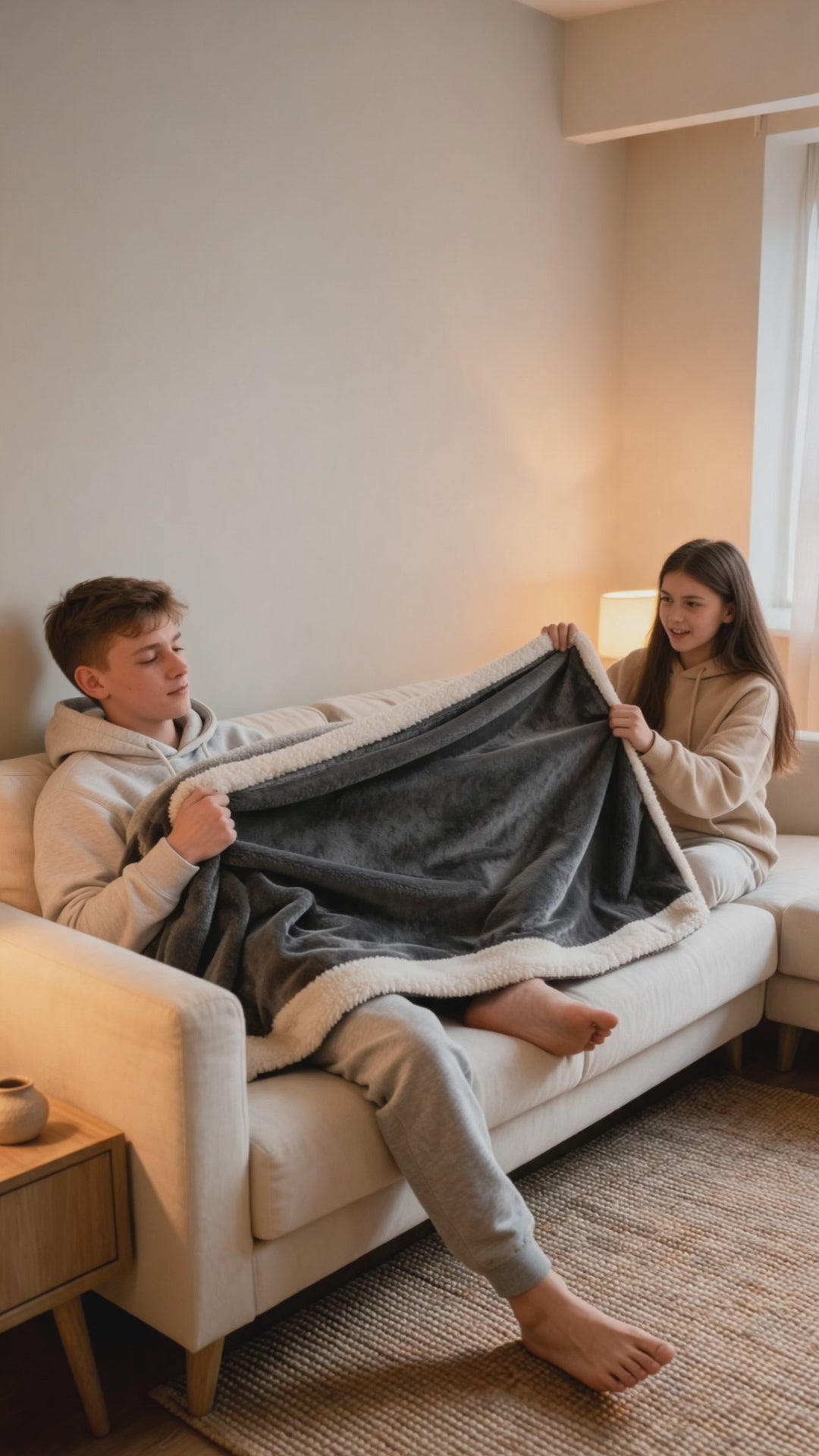 The Soplira Sherpa throw blanket in use at home